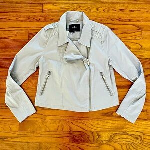 7 for All Mankind Light Grey Cotton Motorcycle Jacket Womens Small NEW WITH TAGS